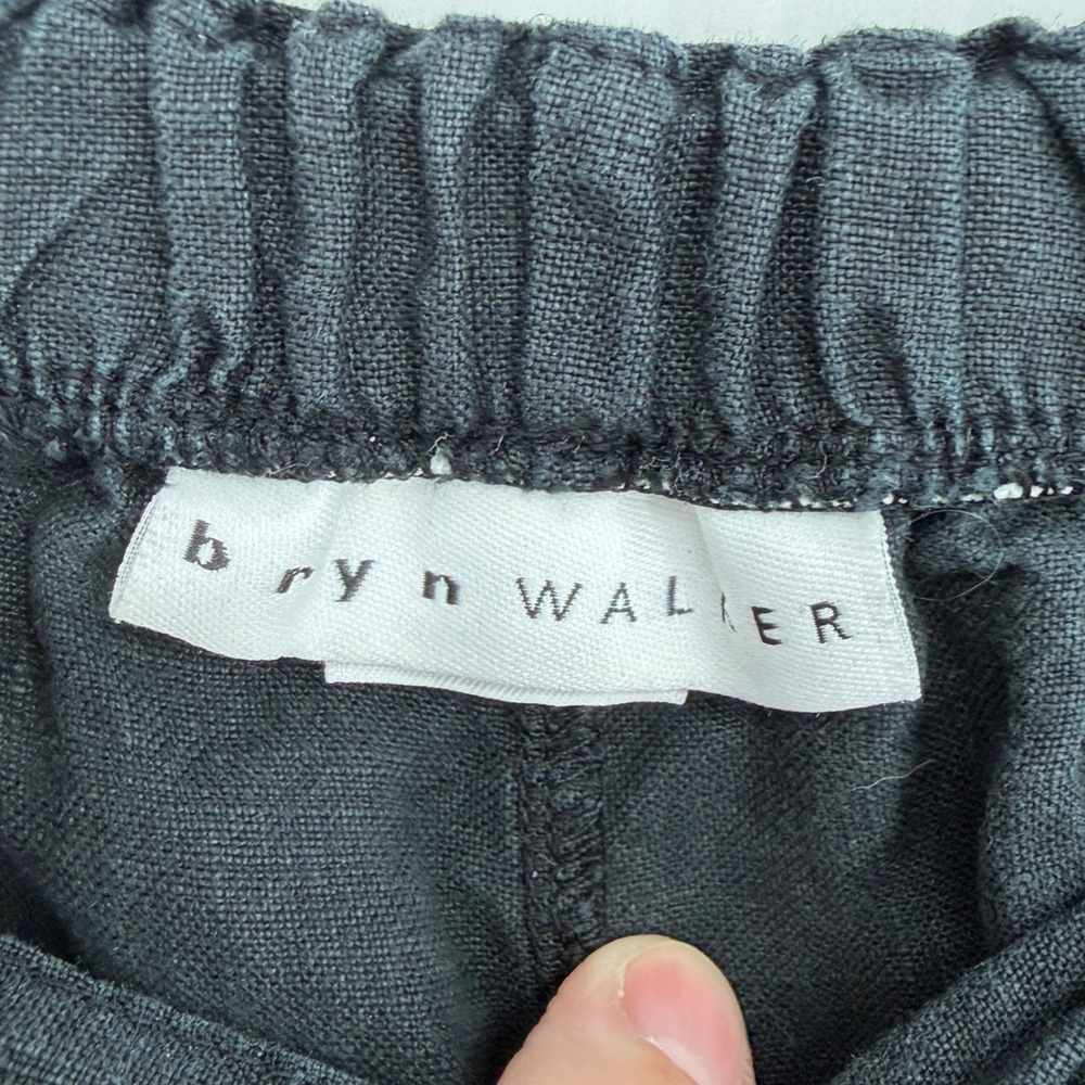 Bryn Walker Black 100% Linen Elastic Waist Cropped Pants Womens Medium USA Made - Picture 4 of 6